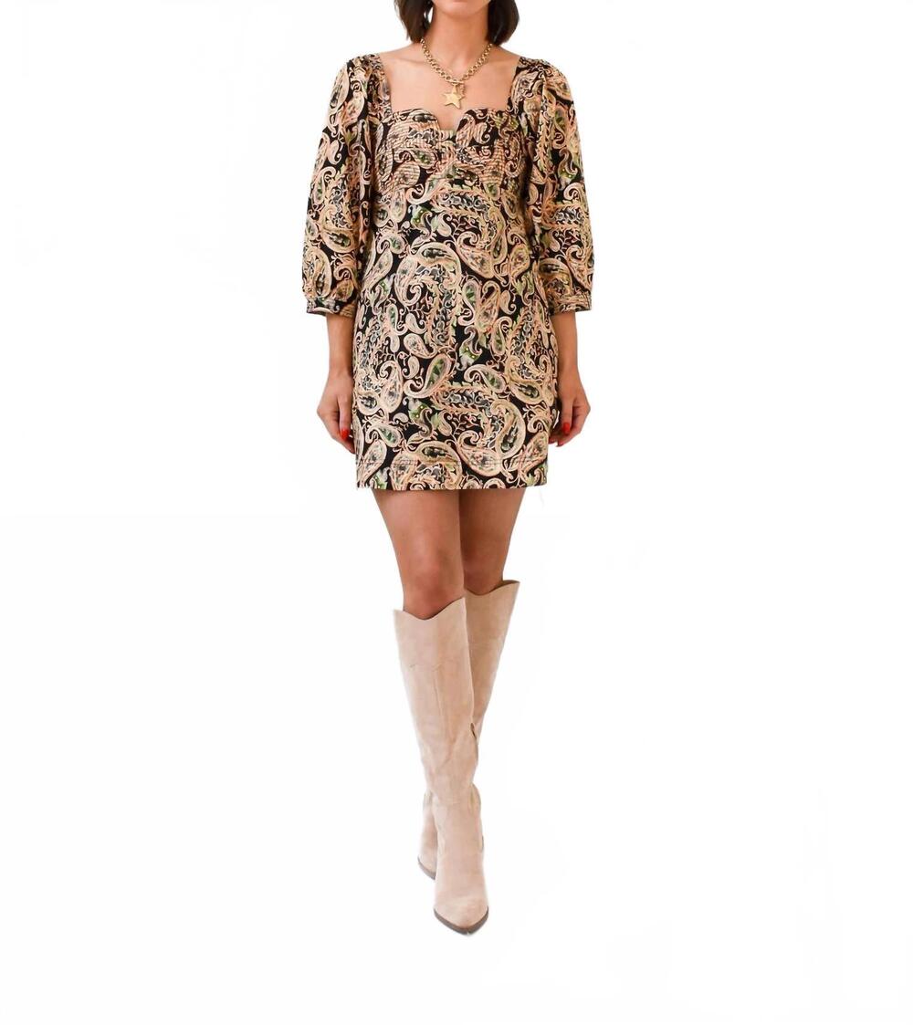 NEW STRUT & BOLT painted paisley dress in black multi